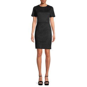 NWT T Tahari Black Faux Suede Sheath Dress Size 10